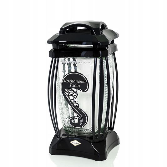 Elegantná vzorovaná lampa na parafínové sviečky, čierno-zlatá